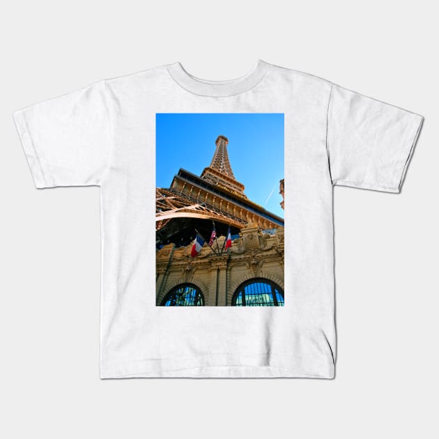 Eiffel Tower Paris Hotel Las Vegas America Kids T-Shirt by AndyEvansPhotos